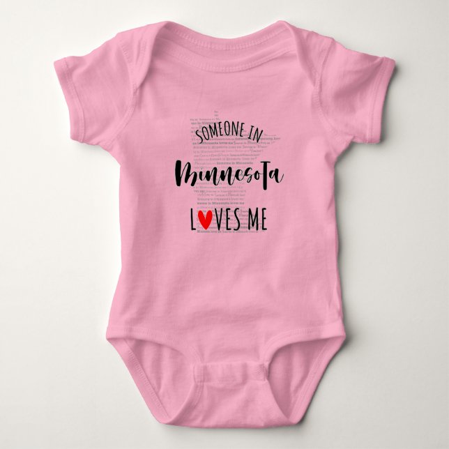 Jemand in Minnesota Lieben Me Map Baby Bodysuit Baby Strampler (Vorderseite)