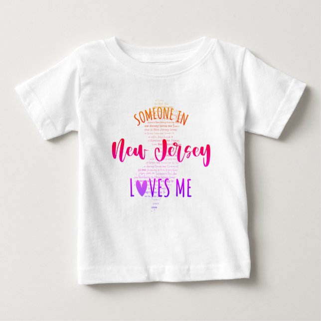 Jemand in New Jersey Lieben Me Map Baby T Shirt (Vorderseite)