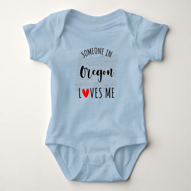 Jemand in Oregon Lieben Me Map Baby Bodysuit Baby Strampler (Vorderseite)