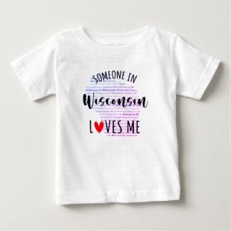 Jemand in Wisconsin Lieben Me Map Baby T Shirt