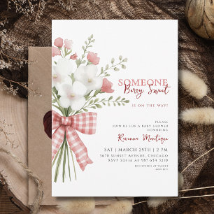 Jemand ist ein süßes rosa Bouquet Baby-Shower Einladung