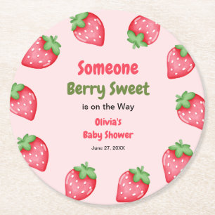 Jemand ist süß wie eine Beere Pinke Erdbeeren-Baby Runder Pappuntersetzer