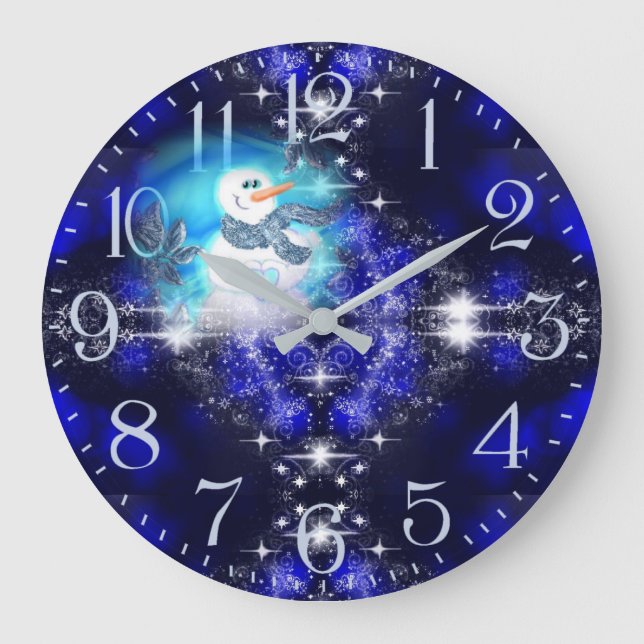 Jemand Lieben Sie emotionale Snowman Sparkle Große Wanduhr (Vorderseite)