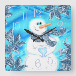 Jemand Lieben Sie emotionale Snowman-Wand-Uhr Quadratische Wanduhr
