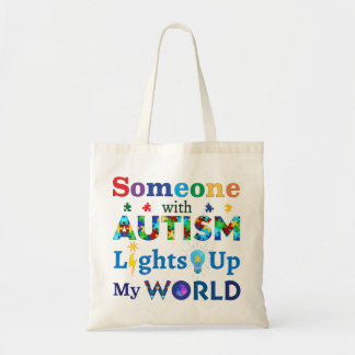 Jemand mit AUTISM leuchtet meine Welt auf Tragetasche