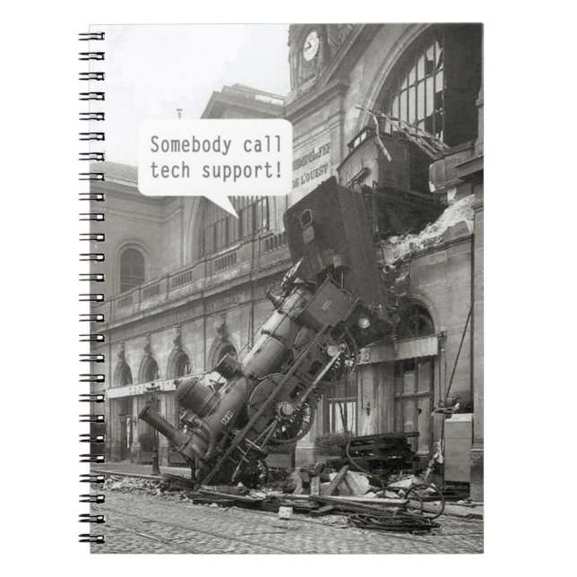 Jemand ruft den technischen Support-Zug Wreck an Notizblock (Vorderseite)