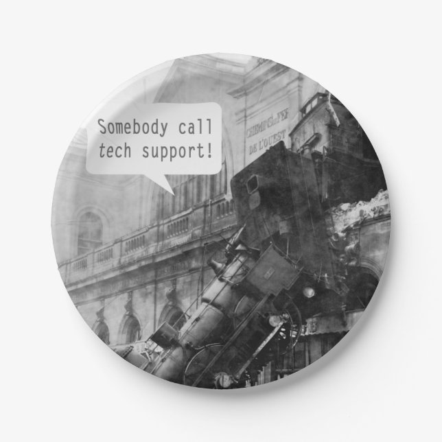 Jemand ruft den technischen Support-Zug Wreck an Pappteller (Vorderseite)