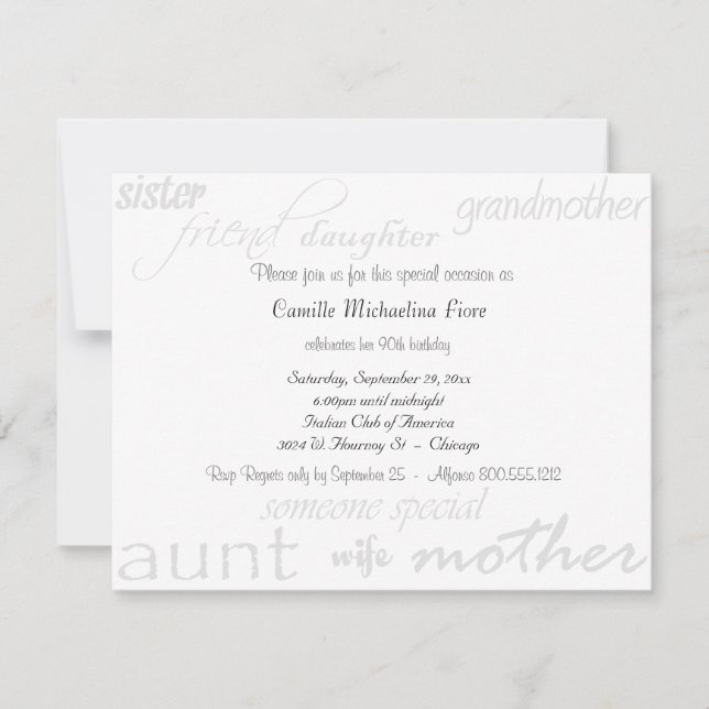 Jemand spezielle - Frau - Geburtstags-Einladung Einladung (Vorderseite)