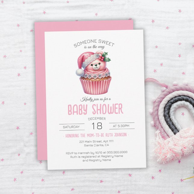 Jemand Süßes ist auf dem Weg Cupcake Babydusche Einladung (Someone Sweet Is On The Way Cupcake Baby Shower Invitation)