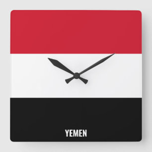 Jemen-Flagge Dazzling Patriotic Quadratische Wanduhr