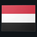 Jemen-Flagge Notizblock<br><div class="desc">Dieses Design zeigt die Nationalflagge des Jemen (offiziell als Republik Jemen bekannt), das ein Land am südlichen Ende der Arabischen Halbinsel in Western Asien ist. Der Jemen grenzt im Norden an Saudi-Arabien, im Westen an das Rote Meer, im Süden an den Golf von Aden und am Kanal von Guardafui und...</div>
