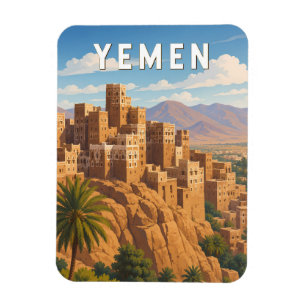 Jemen Illustration Reise Kunst Vintage Magnet