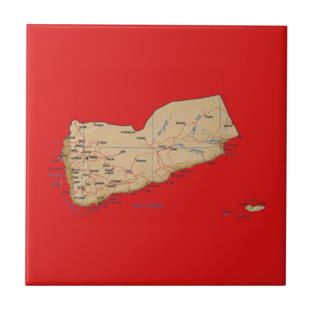 Jemen-Karte Fliese (Vorderseite)