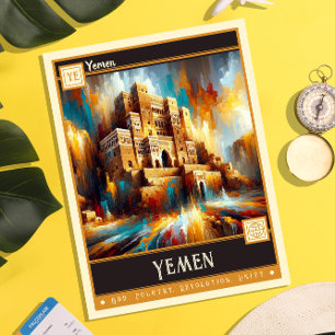 Jemen   Vintage Malerei Postkarte