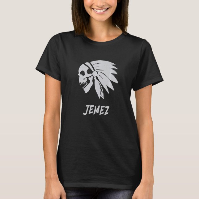 Jemez Native American Indian Born Freedom Evil Sku T-Shirt (Vorderseite)