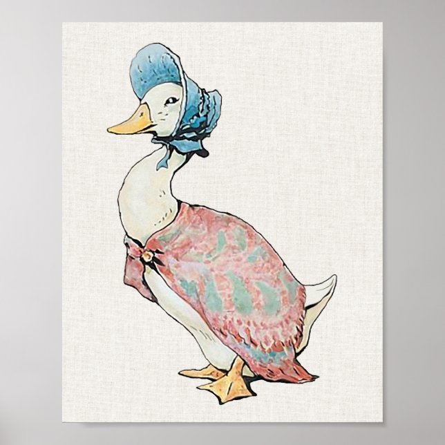 Jemima Puddle Duck Beige Linen Hintergrund Poster (Vorne)
