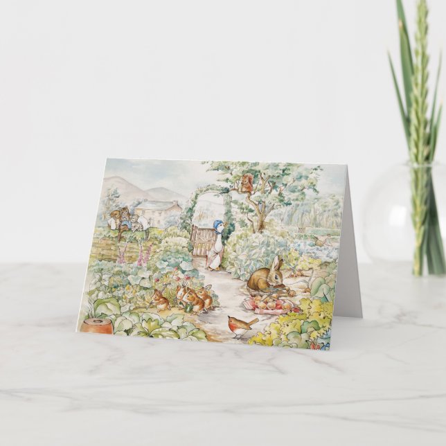 Jemima Puddle Duck im Garten von Herrn Mc Gregor Dankeskarte (Vorderseite)