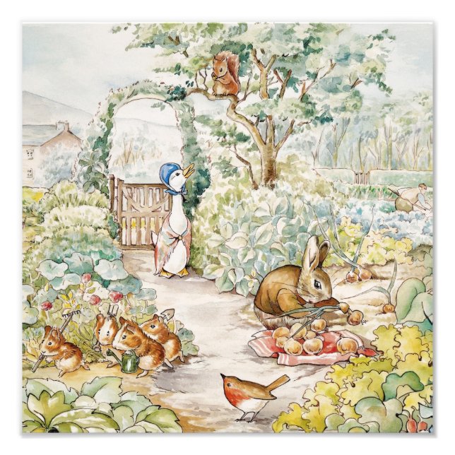 Jemima Puddle Duck im Garten von Herrn Mc Gregor Fotodruck (Vorne)