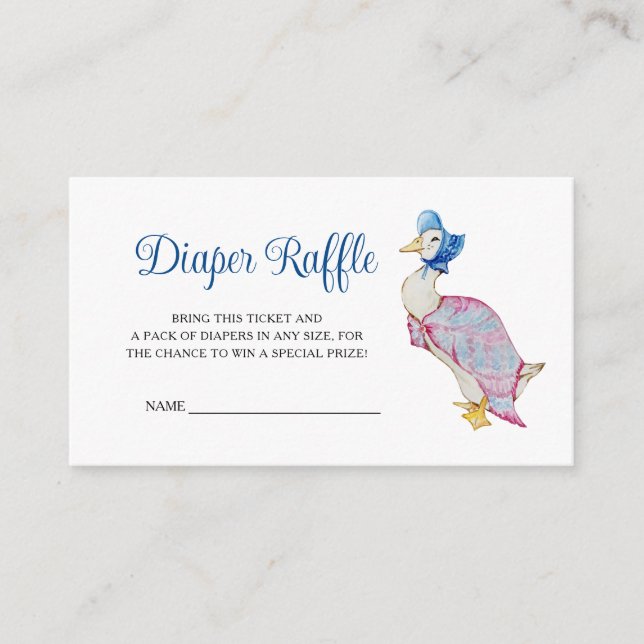 Jemima Puddleduck Baby Shower Diaper Raffle Begleitkarte (Vorderseite)