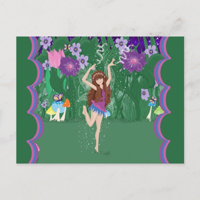 Jen tanzende Blume Fairy Postcard Postkarte (Vorderseite)