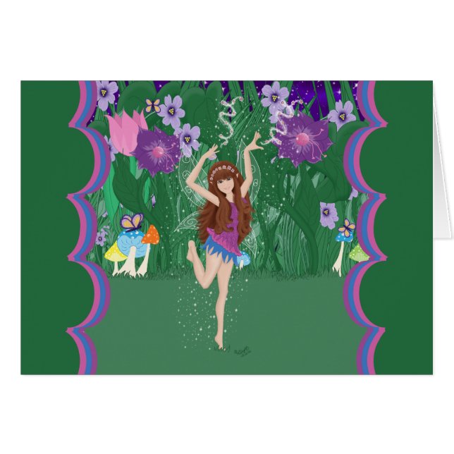 Jen the Dancing Blume Fairy Card (Vorderseite (Horizontal))