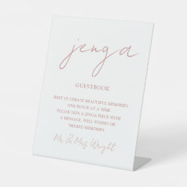 Jenga Guestbook Dusty Rose Minimalistisch Script Sockelschild