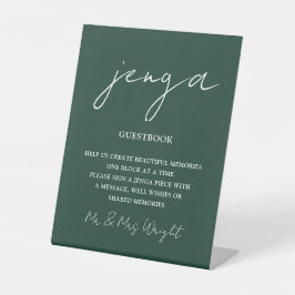 Jenga Guestbook Emerald Green Minimalistisches Skr Sockelschild