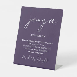 Jenga Guestbook Lila Minimalistisches Skript Sockelschild