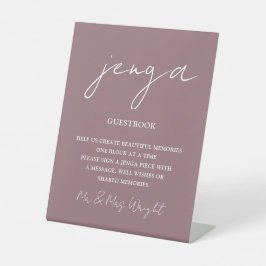 Jenga Guestbook Mauve Minimalistisch Script Sockelschild