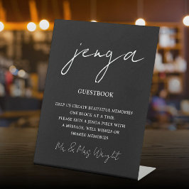 Jenga Guestbook Schwarzweiß-Minimalistische Schrif Sockelschild