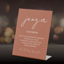 Jenga Guestbook Terracotta Minimalistische Schrift
