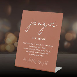 Jenga Guestbook Terracotta Minimalistische Schrift Sockelschild