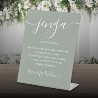 Jenga Wedding Gästebuch Elegante Script Sage Green