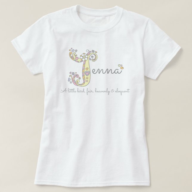 Jenna girls J name bedeutet monogram tee (Design vorne)
