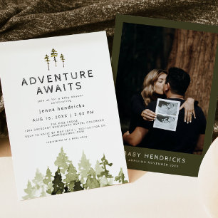 JENNA Pine Tree Adventure erwartet Baby Shower Einladung