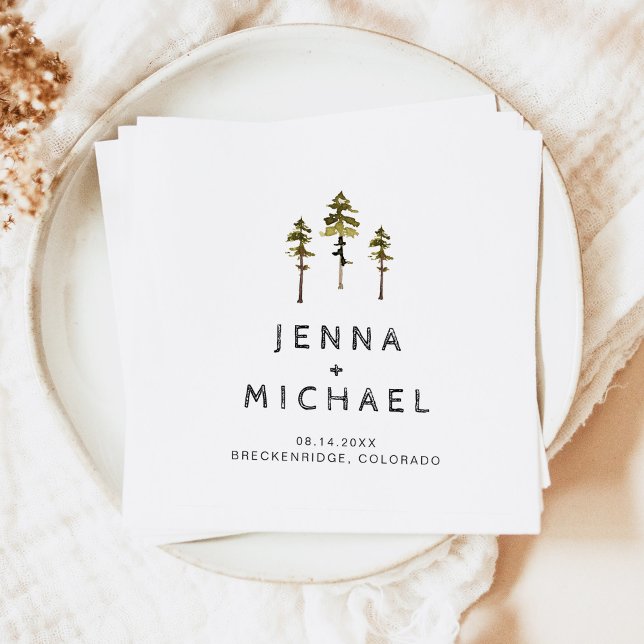 JENNA Pine Tree Mountain in the Woods Wedding Serviette (Von Creator hochgeladen)