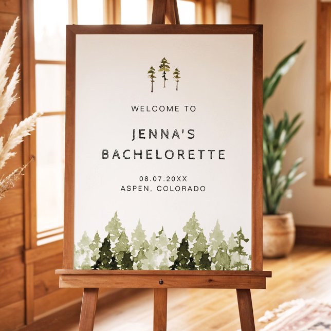 JENNA Pine Tree Mountain Woods Camp Bachelorette Poster (Von Creator hochgeladen)