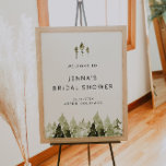 JENNA Rustic Pine Tree Brautparty Willkommen Poster<br><div class="desc">Dieses Brautparty-Willkommensschild mit rustikalen Kiefernbäumen und einem böhmischen handgeschriebenen Schriftart. Dieses Begrüßungszeichen ist vollständig editierbar und eignet sich perfekt für Ihre Veranstaltung zum Thema Berg oder Wald.</div>