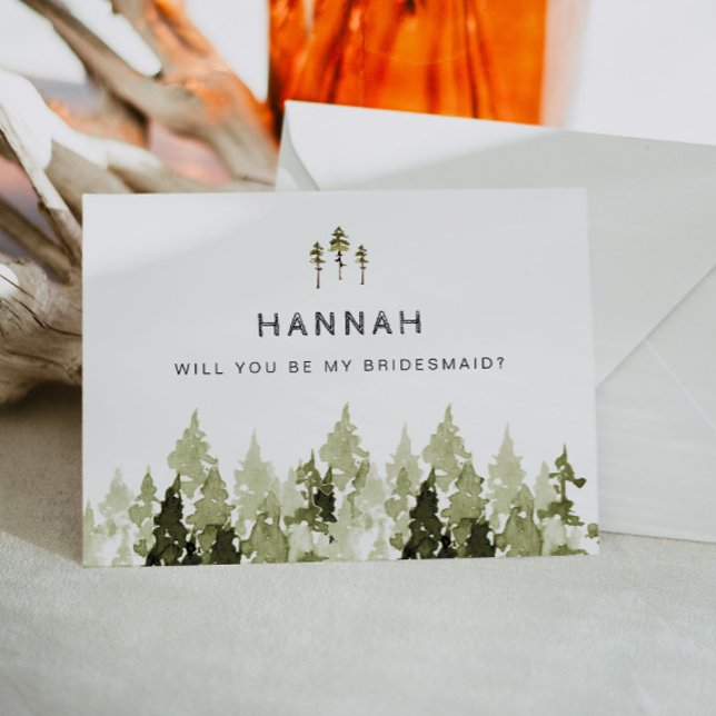 JENNA Rustic Pine Tree Bridesmaid Vorschlag Card Einladung (Von Creator hochgeladen)