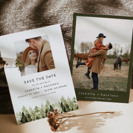 JENNA Rustic Pine Tree Foto Save the Date Einladung