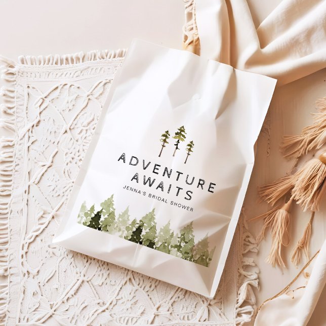 JENNA Rustic Watercolor Pine Tree Brautparty Geschenktütchen (Von Creator hochgeladen)