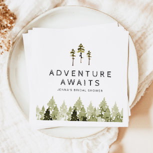 JENNA Rustic Watercolor Pine Tree Brautparty Serviette