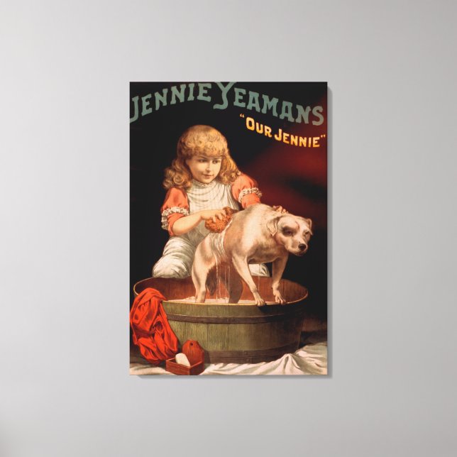 Jennie Yeamans "Our Jennie" Girl Washing Dog Leinwanddruck (Vorderseite)