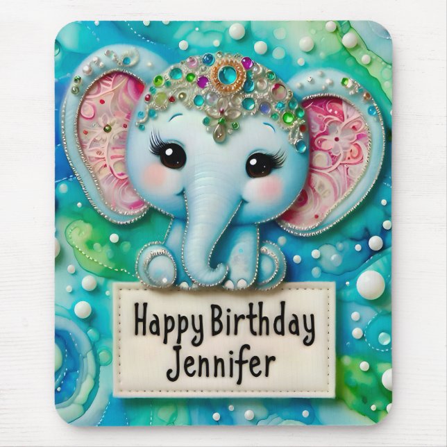 JENNIFER ~ BLAUE ELEPHANT ~ Mousepad (Vorne)