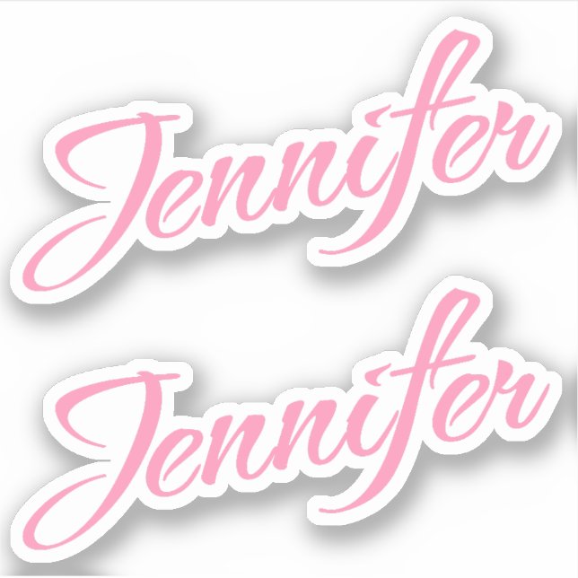 Jennifer Decorative Name in Pink x2 Aufkleber (Vorderseite)