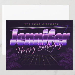 Jennifer Name Vorname lila retro Karte Geburtstag
