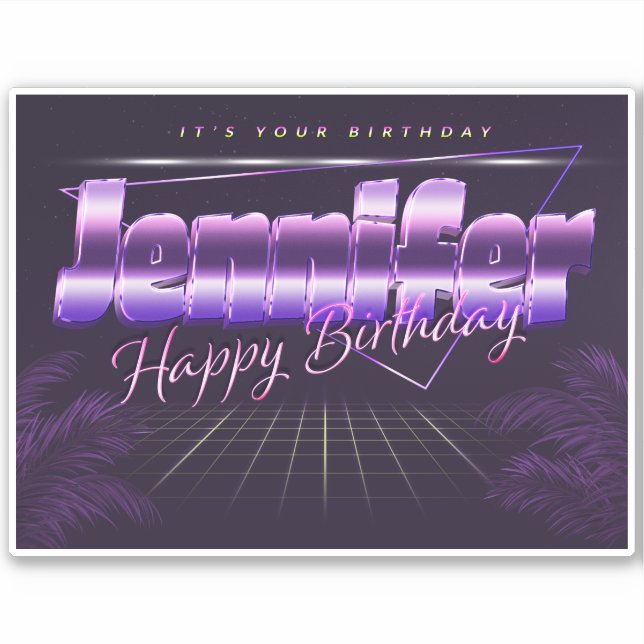 Jennifer Name Vorname retro Sticker Geburtstag (Vorderseite)