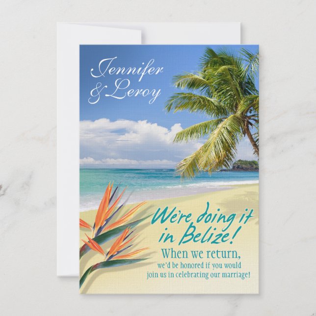 Jennifer-SMARAGD WÄSSERT Belize-Empfang (Leinen) Einladung (Vorderseite)