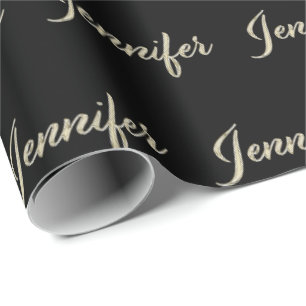 Jennifer white gold Handwriting Geschenkpapier