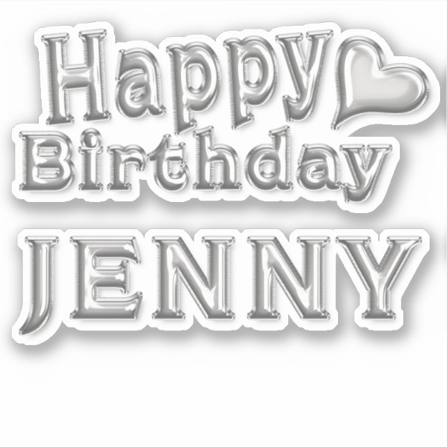 Jenny Happy Birthday silver Aufkleber Sticker (Vorderseite)